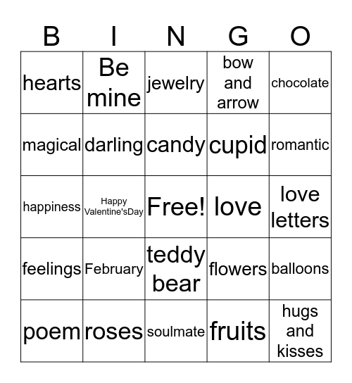 Valentine's Bingo Card