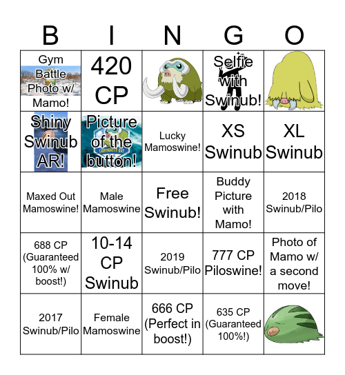 Swinub Community Day Bingo Card