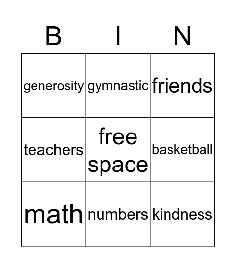 Katherine Bingo Card