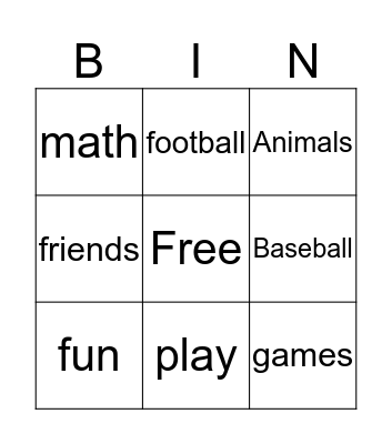 David Bingo Card