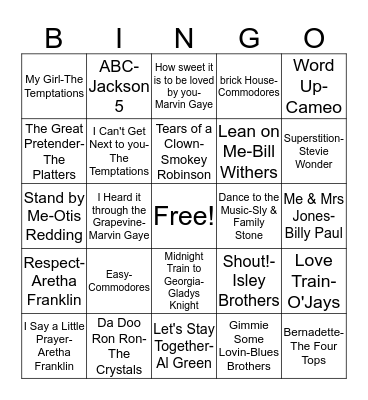 MM1 Old School R & B Bingo Card