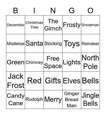 Christmas  Bingo Card