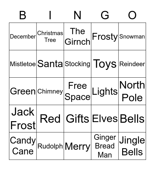 Christmas  Bingo Card