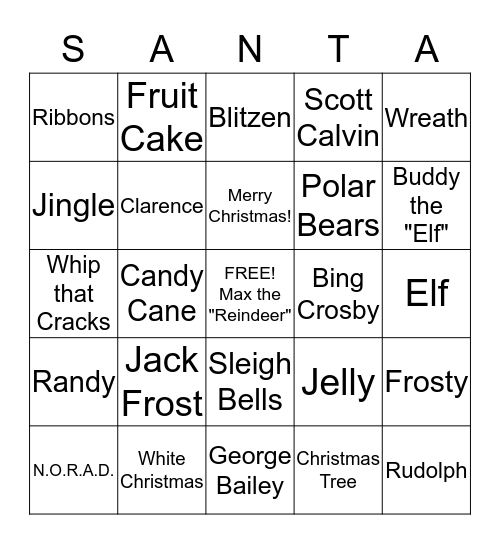 Santa Bingo Card