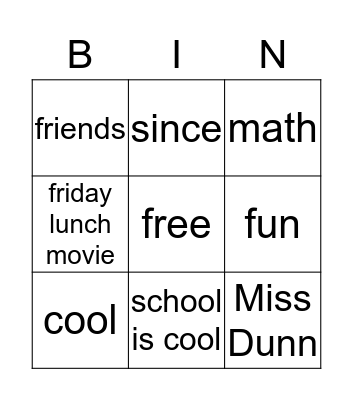 Stella's bingo Card