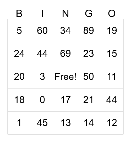 Valentine's  Bingo Card