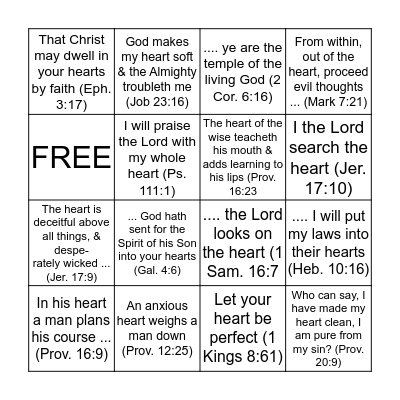 MY HEART -- CHRIST'S HOME Bingo Card