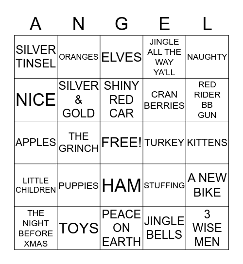 CHRISTMAS BINGO Card