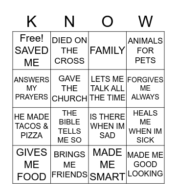 JESUS LOVES ME THIS I Bingo Card