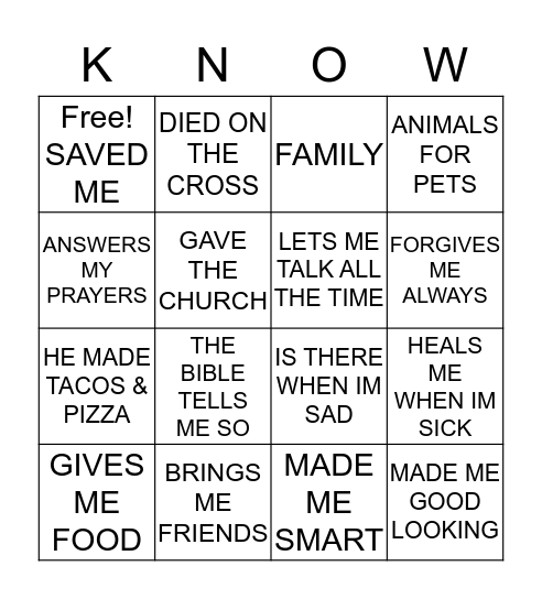 JESUS LOVES ME THIS I Bingo Card