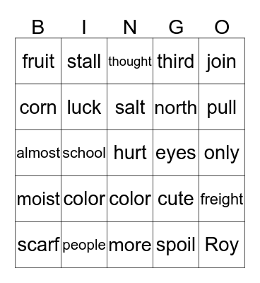 Phonics Fun! Bingo Card