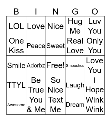 Sweethearts Dinner Bingo Card