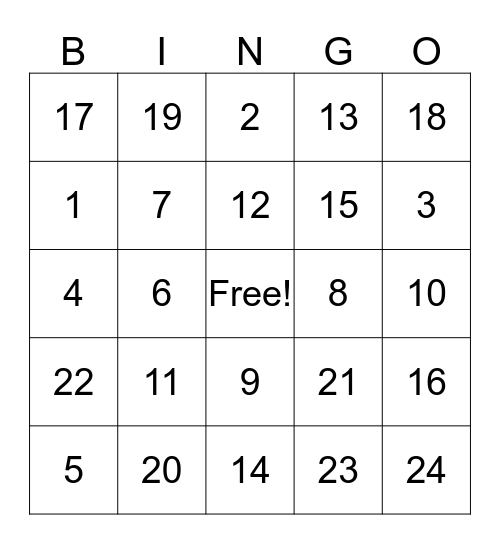 Valentine's Bingo Card