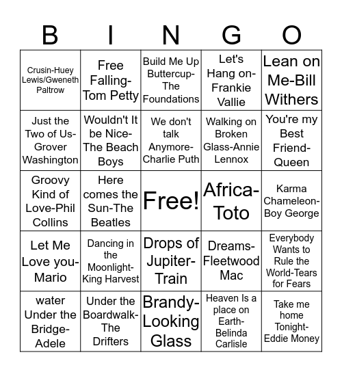 BB21 Chillin Grooves Bingo Card