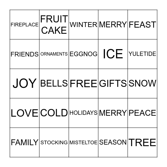 HOLIDAY FUN Bingo Card