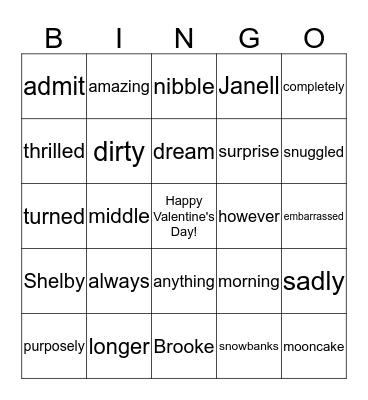 Happy Valentine's Day - Brooke, Janell, and Shelby!!! Bingo Card