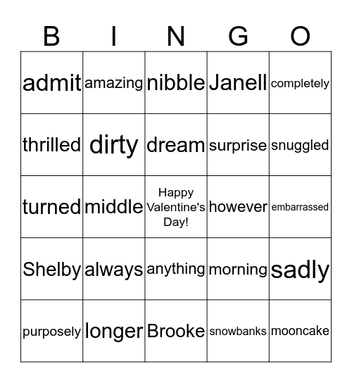 Happy Valentine's Day - Brooke, Janell, and Shelby!!! Bingo Card