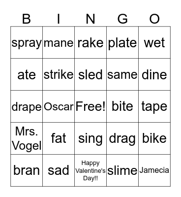 Happy Valentine's Day - Jamecia and Oscar!! Bingo Card