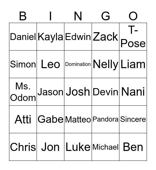 Odominators  Bingo Card