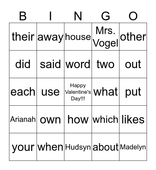 Happy Valentine's Day - Arianah, Madelyn, and Hudsyn!!! Bingo Card