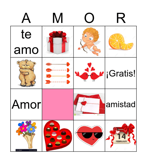 Día de San Valentin Bingo Card