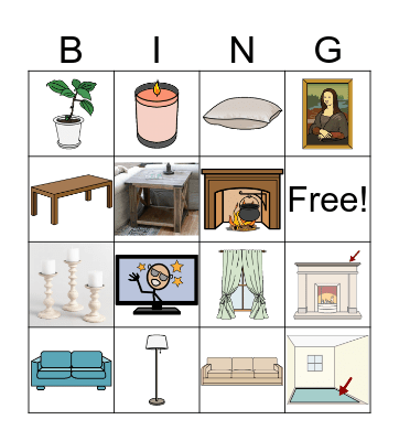 Living Room Nouns Bingo Card