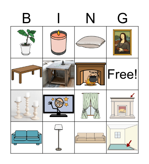 Living Room Nouns Bingo Card