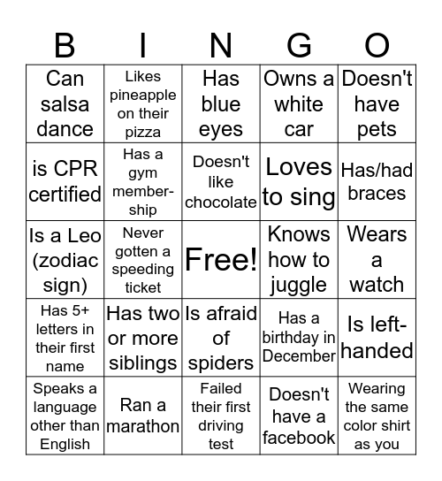 Find Someone Who... (can only initial twice) Bingo Card