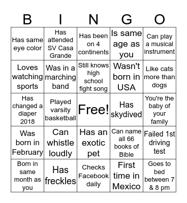 SV Mexico Missions - Human BINGO Card