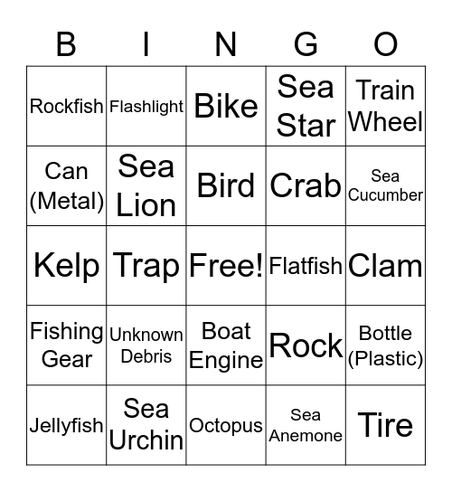 Ocean Sciences Club ROV Bingo Card