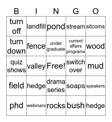 VOCABULARY Bingo Card