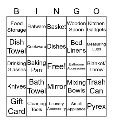 Laura's Bridal Shower Bingo Card