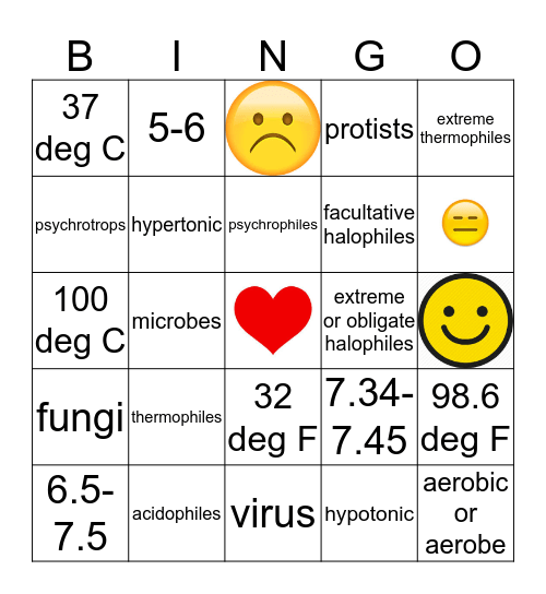 Chapter 5:  Microbial Growth  Bingo Card