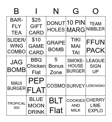 Brun Bowl  Bingo Card