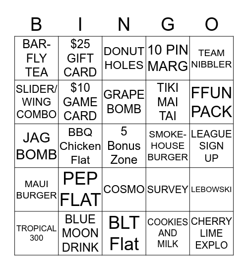 Brun Bowl  Bingo Card