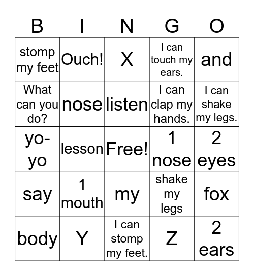 Chapter 8 Bingo Card