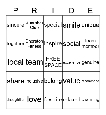 Sheraton - Celebrate Success!! Bingo Card
