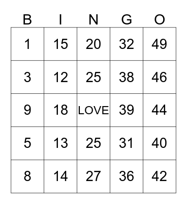 Happy Valentine's Day! Bingo Card