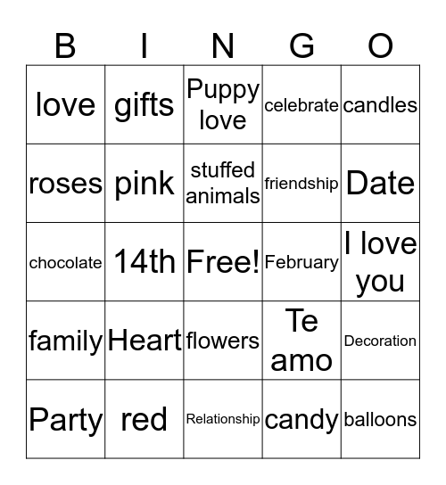 Valentines day bingo  Bingo Card