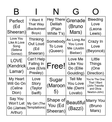 Valentine's Day Singo! Bingo Card