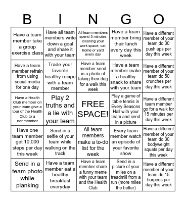 DSG Wellness BINGO Week 4 Bingo Card