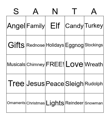 CHRISTMAS Bingo Card