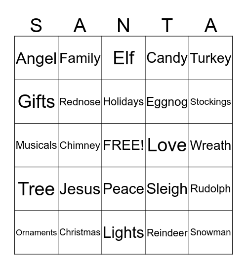 CHRISTMAS Bingo Card