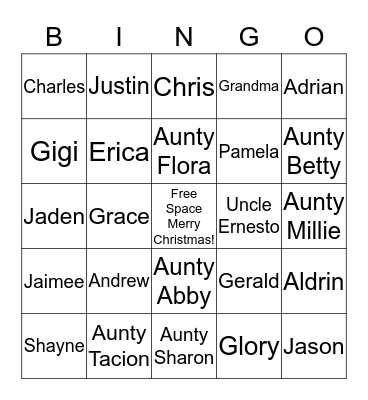 Holiday Bingo Card