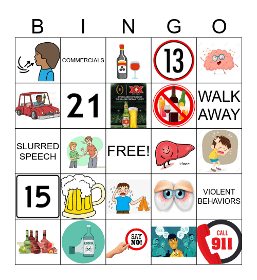 ALCOHOL Bingo Card