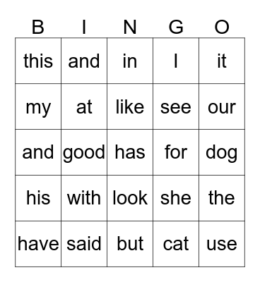Red Word Bingo 9:30 Bingo Card