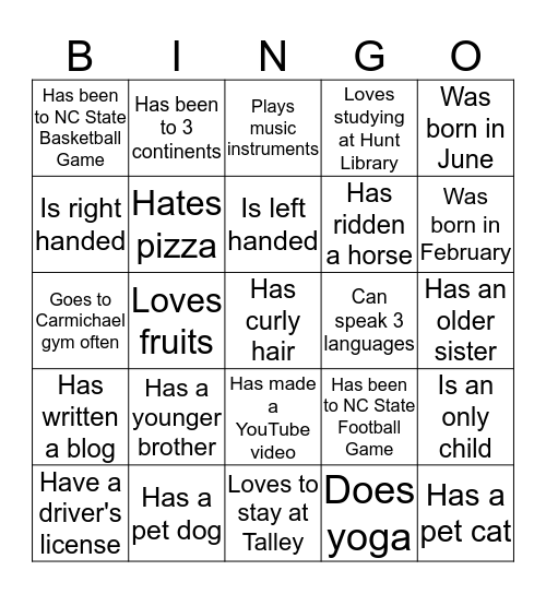 AISB 2019 HUMAN BINGOS! Bingo Card