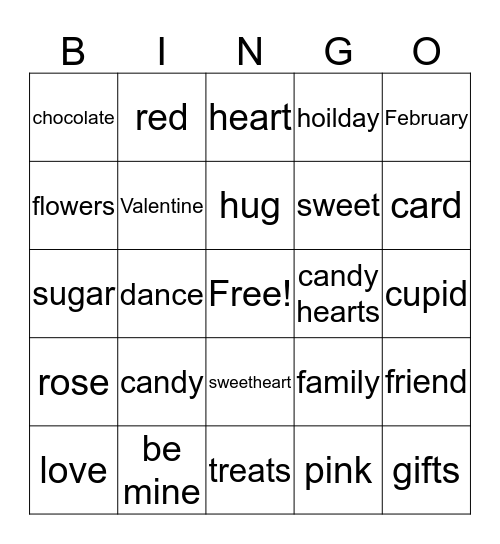 Valentine"s Day Bingo Card