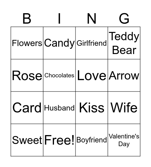 Valentine Bingo Card