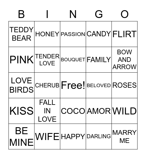 VALENTINES DAY 2019 Bingo Card